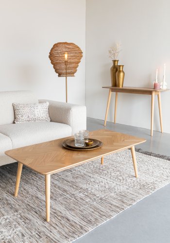 WHITE LABEL LIVING Fabio sildeben sofabord, rektangulr - natur egefinér og egetr (120X60)