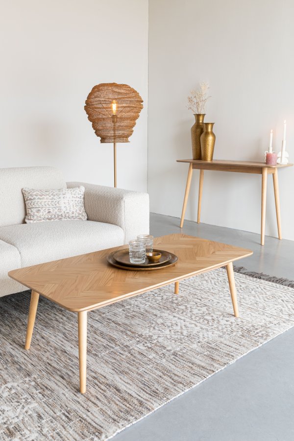 WHITE LABEL LIVING Fabio sildeben sofabord, rektangulr - natur egefinér og egetr (120X60)