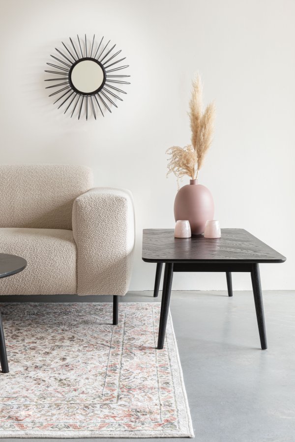 WHITE LABEL LIVING Fabio sildeben sofabord, rektangulr - sort egefinér og egetr (120X60)