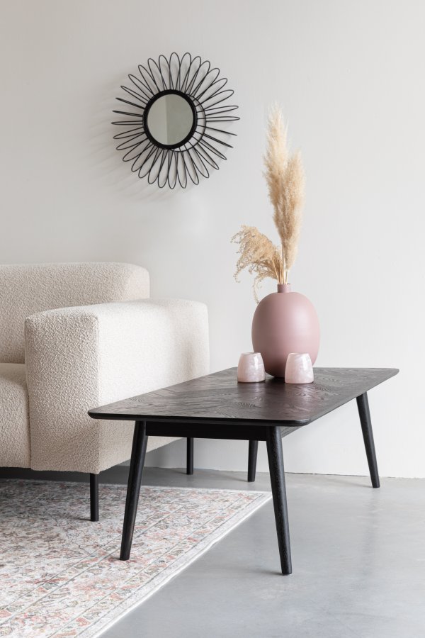 WHITE LABEL LIVING Fabio sildeben sofabord, rektangulr - sort egefinér og egetr (120X60)