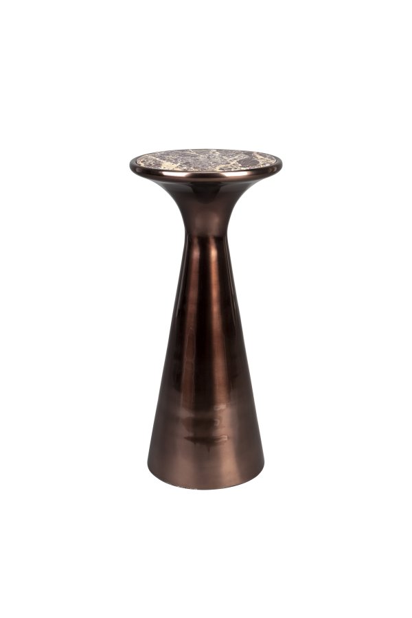 DUTCHBONE Monter sidebord S, rund - brun marmor og brun aluminium (25)