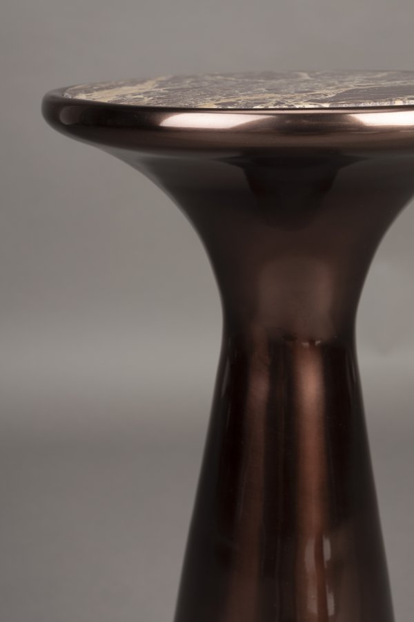 DUTCHBONE Monter sidebord S, rund - brun marmor og brun aluminium (25)