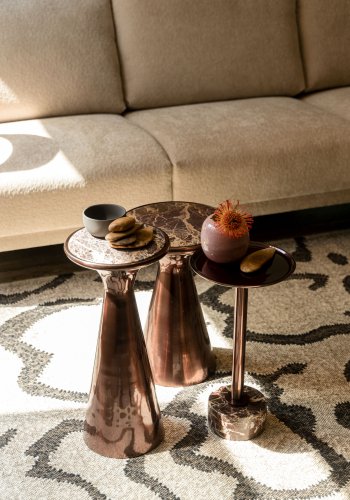 DUTCHBONE Monter sidebord S, rund - brun marmor og brun aluminium (25)