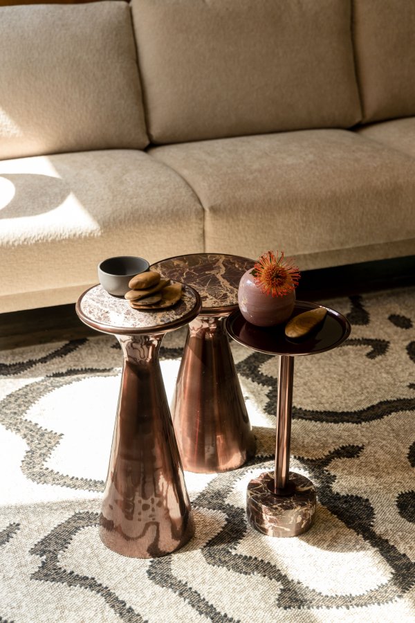 DUTCHBONE Monter sidebord S, rund - brun marmor og brun aluminium (25)