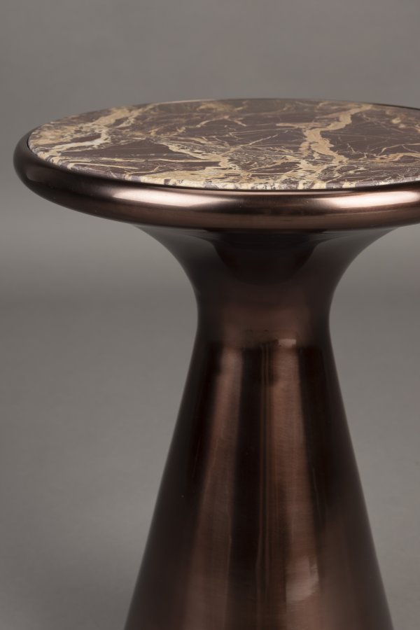 DUTCHBONE Monter sidebord M, rund - brun marmor og brun aluminium (32,5)