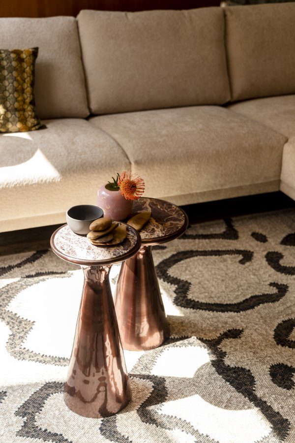 DUTCHBONE Monter sidebord M, rund - brun marmor og brun aluminium (32,5)