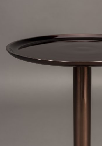 DUTCHBONE Pose sidebord, rund - brun marmor og brun aluminium (25)