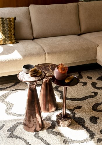 DUTCHBONE Pose sidebord, rund - brun marmor og brun aluminium (25)