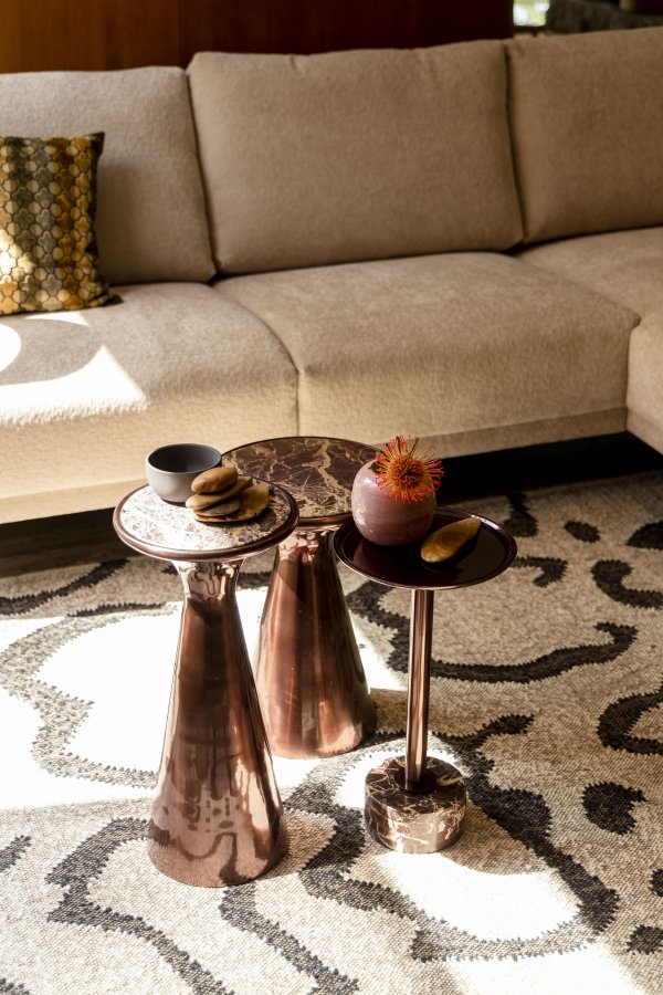 DUTCHBONE Pose sidebord, rund - brun marmor og brun aluminium (25)