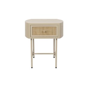 WHITE LABEL LIVING Amaya sidebord, m. 1 skuffe - beige tr og metal (48x38)