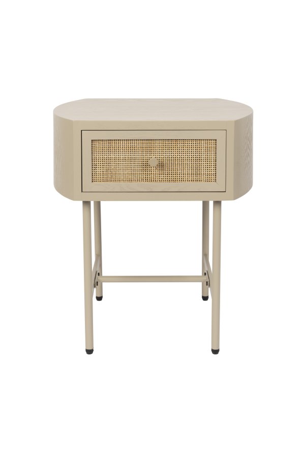 WHITE LABEL LIVING Amaya sidebord, m. 1 skuffe - beige tr og metal (48x38)