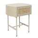 WHITE LABEL LIVING Amaya sidebord, m. 1 skuffe - beige tr og metal (48x38)