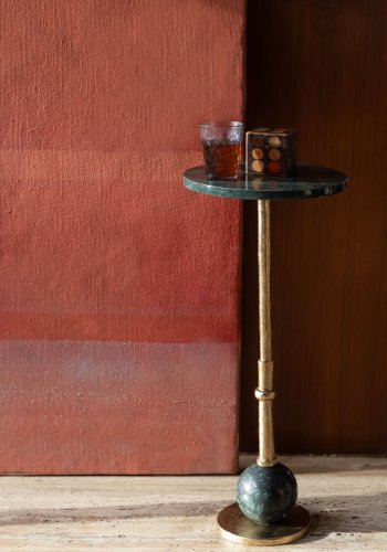 DUTCHBONE Everest sidebord, rund - grn marmor og messing aluminium (25)