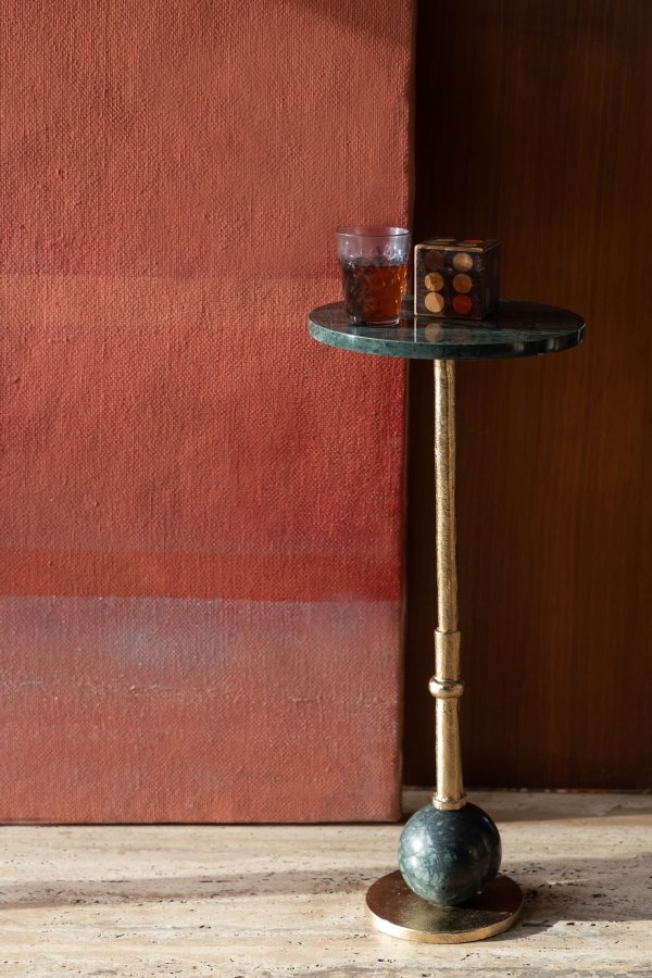 DUTCHBONE Everest sidebord, rund - grn marmor og messing aluminium (25)