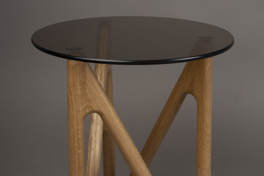 DUTCHBONE Naia sidebord, rund - rgfarvet glas og natur egetr (40)