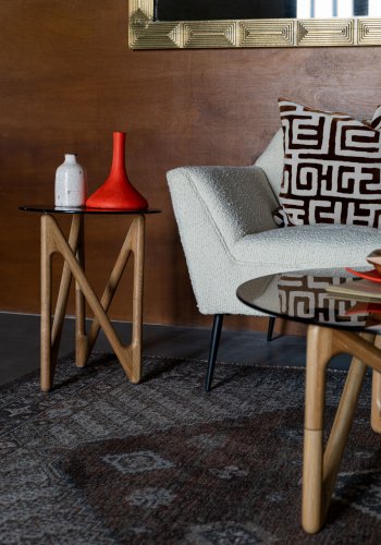 DUTCHBONE Naia sidebord, rund - rgfarvet glas og natur egetr (40)