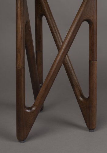 DUTCHBONE Naia sidebord, rund - rgfarvet glas og valnddefarvet egetr (40)