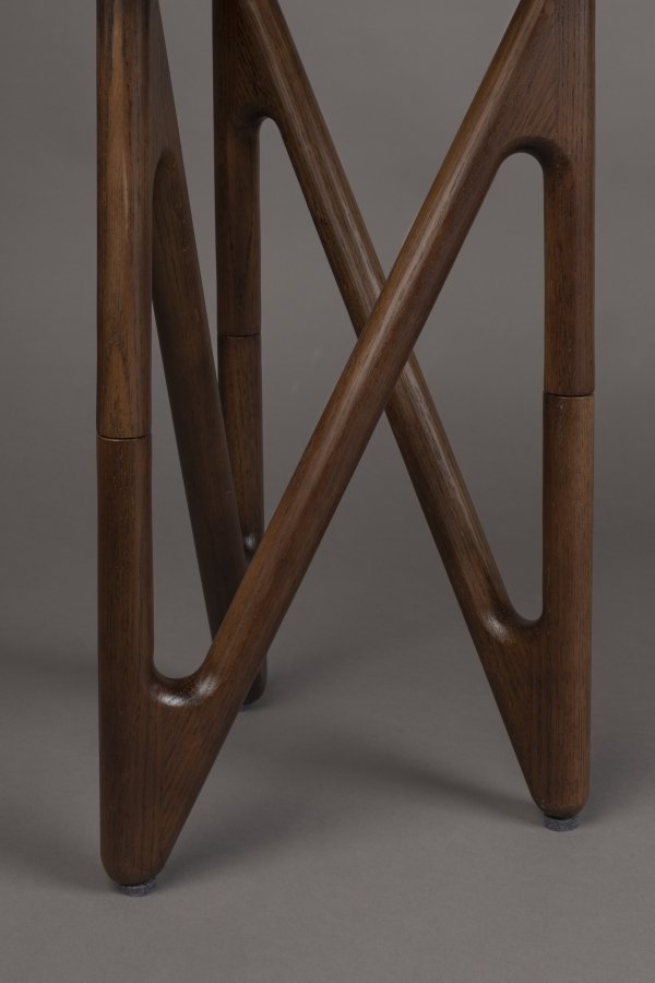 DUTCHBONE Naia sidebord, rund - rgfarvet glas og valnddefarvet egetr (40)