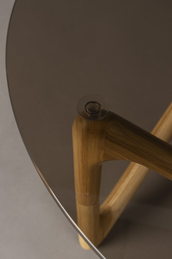 DUTCHBONE Naia sofabord, rund - rgfarvet glas og natur egetr (80)