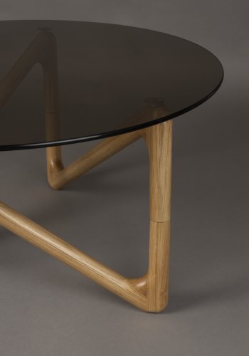 DUTCHBONE Naia sofabord, rund - rgfarvet glas og natur egetr (80)