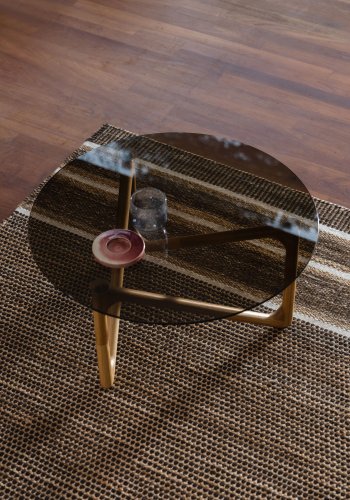 DUTCHBONE Naia sofabord, rund - rgfarvet glas og natur egetr (80)