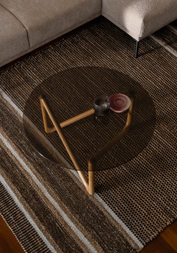 DUTCHBONE Naia sofabord, rund - rgfarvet glas og natur egetr (80)