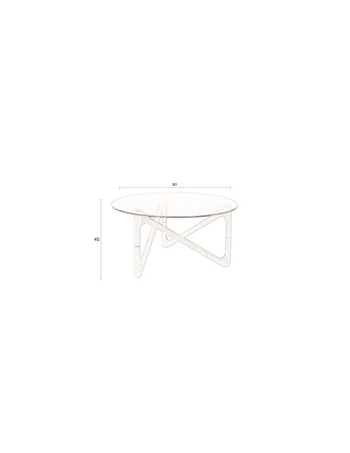 DUTCHBONE Naia sofabord, rund - rgfarvet glas og natur egetr (80)