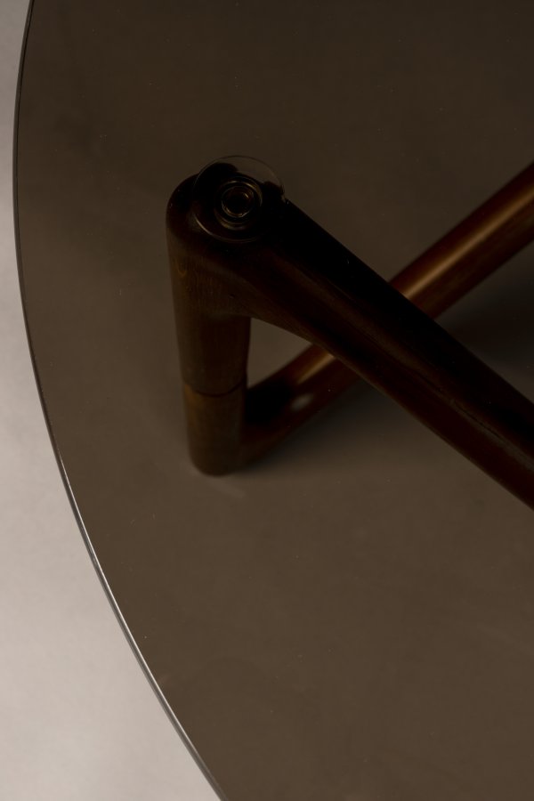 DUTCHBONE Naia sofabord, rund - rgfarvet glas og valnddefarvet egetr (80)