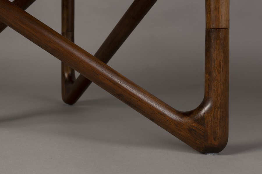 DUTCHBONE Naia sofabord, rund - rgfarvet glas og valnddefarvet egetr (80)