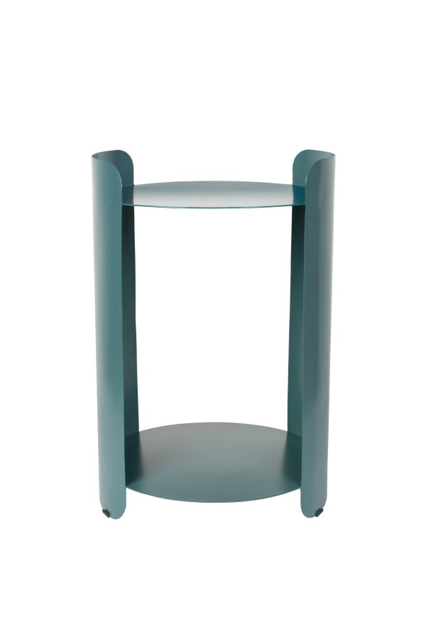 DUTCHBONE Navagio sidebord, m. 1 hylde, rund - bl metal (31)