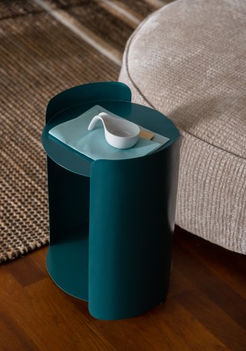 DUTCHBONE Navagio sidebord, m. 1 hylde, rund - bl metal (31)