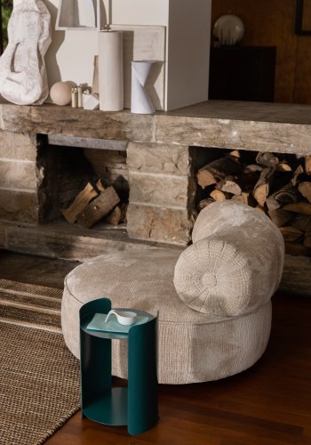 DUTCHBONE Navagio sidebord, m. 1 hylde, rund - bl metal (31)