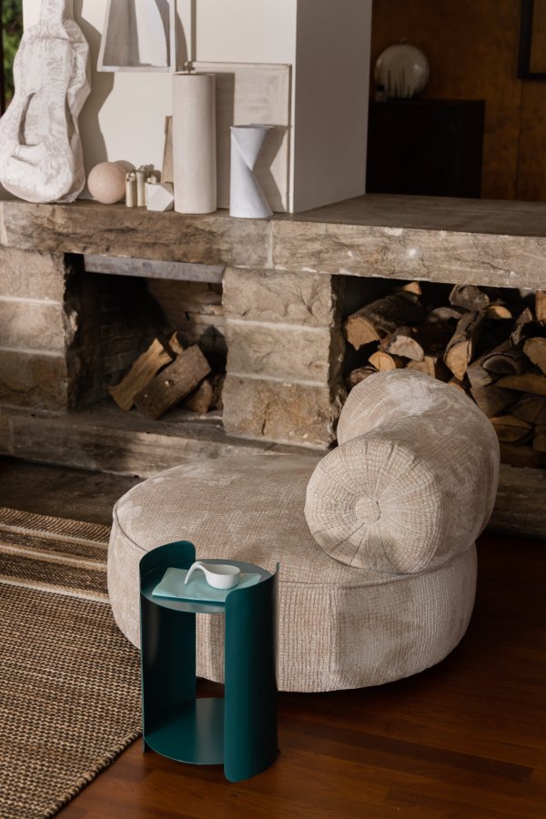 DUTCHBONE Navagio sidebord, m. 1 hylde, rund - bl metal (31)