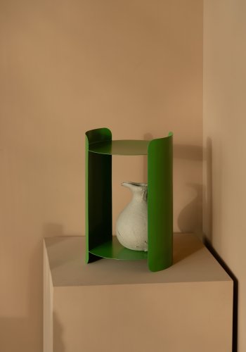 DUTCHBONE Navagio sidebord, m. 1 hylde, rund - grn metal (31)