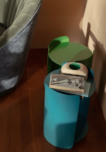 DUTCHBONE Navagio sidebord, m. 1 hylde, rund - grn metal (31)