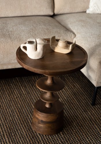 DUTCHBONE Cath sidebord, rund - valnddefarvet mangotr (46)