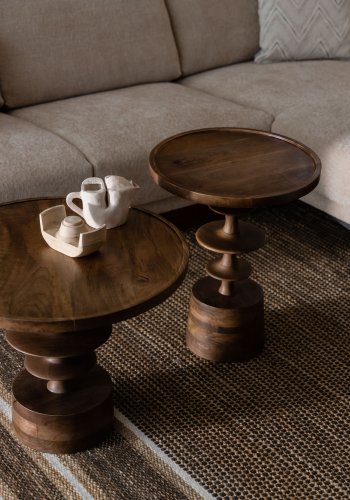 DUTCHBONE Cath sidebord, rund - valnddefarvet mangotr (46)