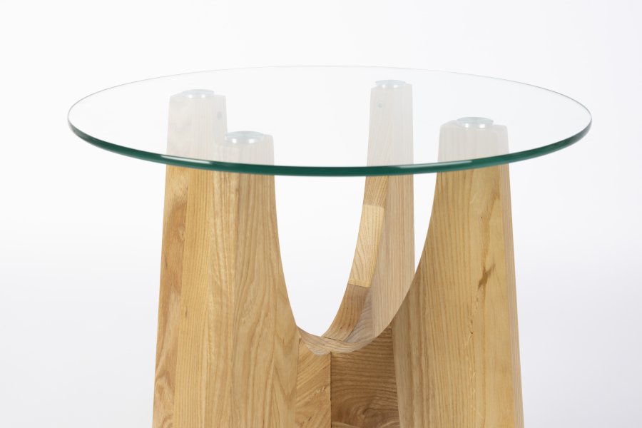 ZUIVER Kobe sidebord, rund - glas og natur asketr (45)