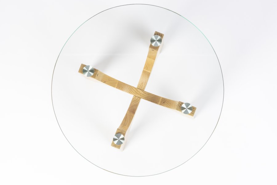 ZUIVER Kobe sidebord, rund - glas og natur asketr (45)