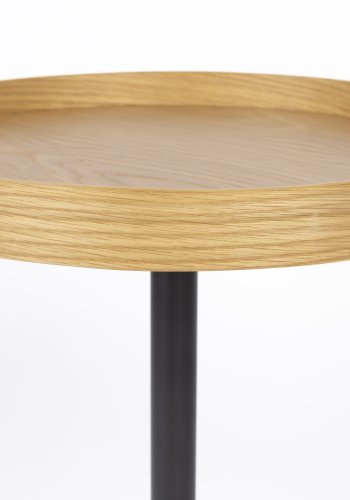WHITE LABEL LIVING Yuri S sidebord, rund - natur egefinér og sort jern (40)