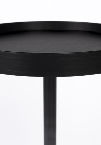WHITE LABEL LIVING Yuri S sidebord, rund - sort egefinér og sort jern (40)