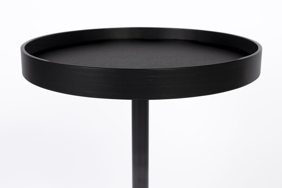 WHITE LABEL LIVING Yuri S sidebord, rund - sort egefinér og sort jern (40)