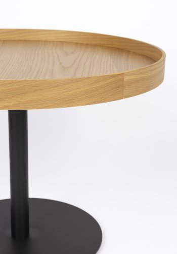 WHITE LABEL LIVING Yuri M sidebord, rund - natur egefinér og sort jern (56)