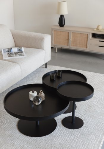 WHITE LABEL LIVING Yuri M sidebord, rund - sort egefinér og sort jern (56)