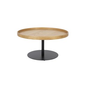 WHITE LABEL LIVING Yuri L sidebord, rund - natur egefinér og sort jern (70)