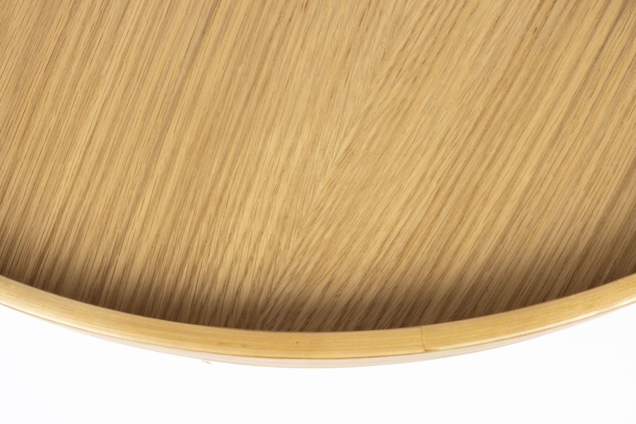 WHITE LABEL LIVING Yuri L sidebord, rund - natur egefinér og sort jern (70)