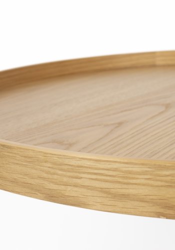 WHITE LABEL LIVING Yuri L sidebord, rund - natur egefinér og sort jern (70)