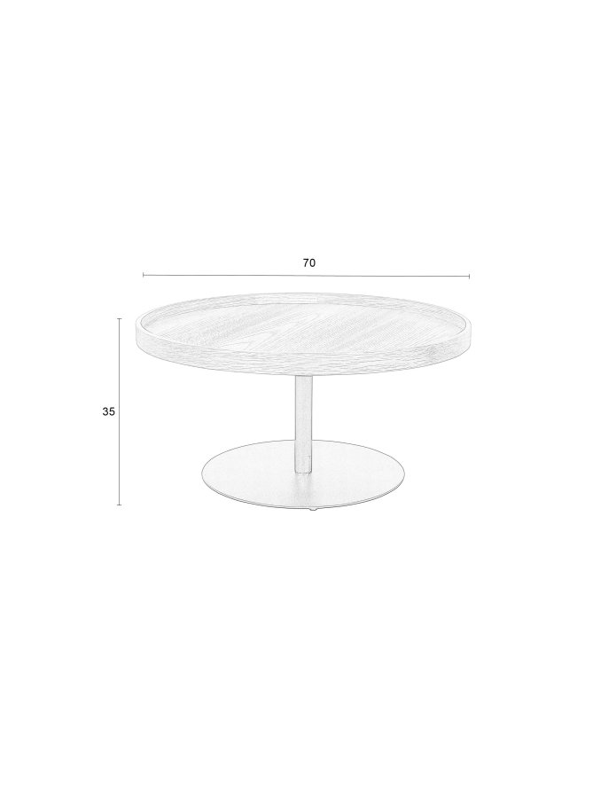 WHITE LABEL LIVING Yuri L sidebord, rund - natur egefinér og sort jern (70)