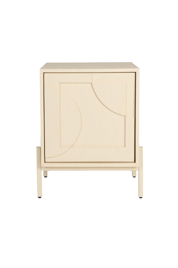 ZUIVER Faces sidebord, m. 1 lge og 1 hylde - beige egetr og jern (45x35)