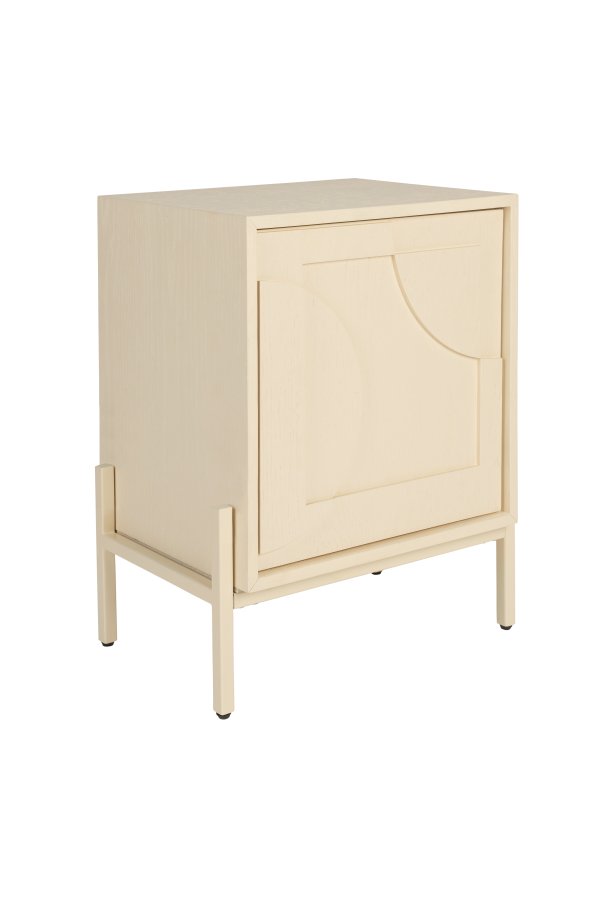 ZUIVER Faces sidebord, m. 1 lge og 1 hylde - beige egetr og jern (45x35)